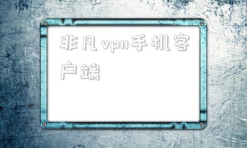 关于非凡vpn手机客户端的信息